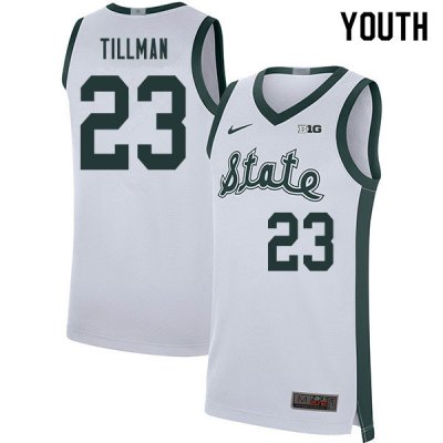 Youth Michigan State Spartans NCAA #23 Xavier Tillman White Authentic Nike 2020 Retro Stitched College Basketball Jersey RF32R50JQ